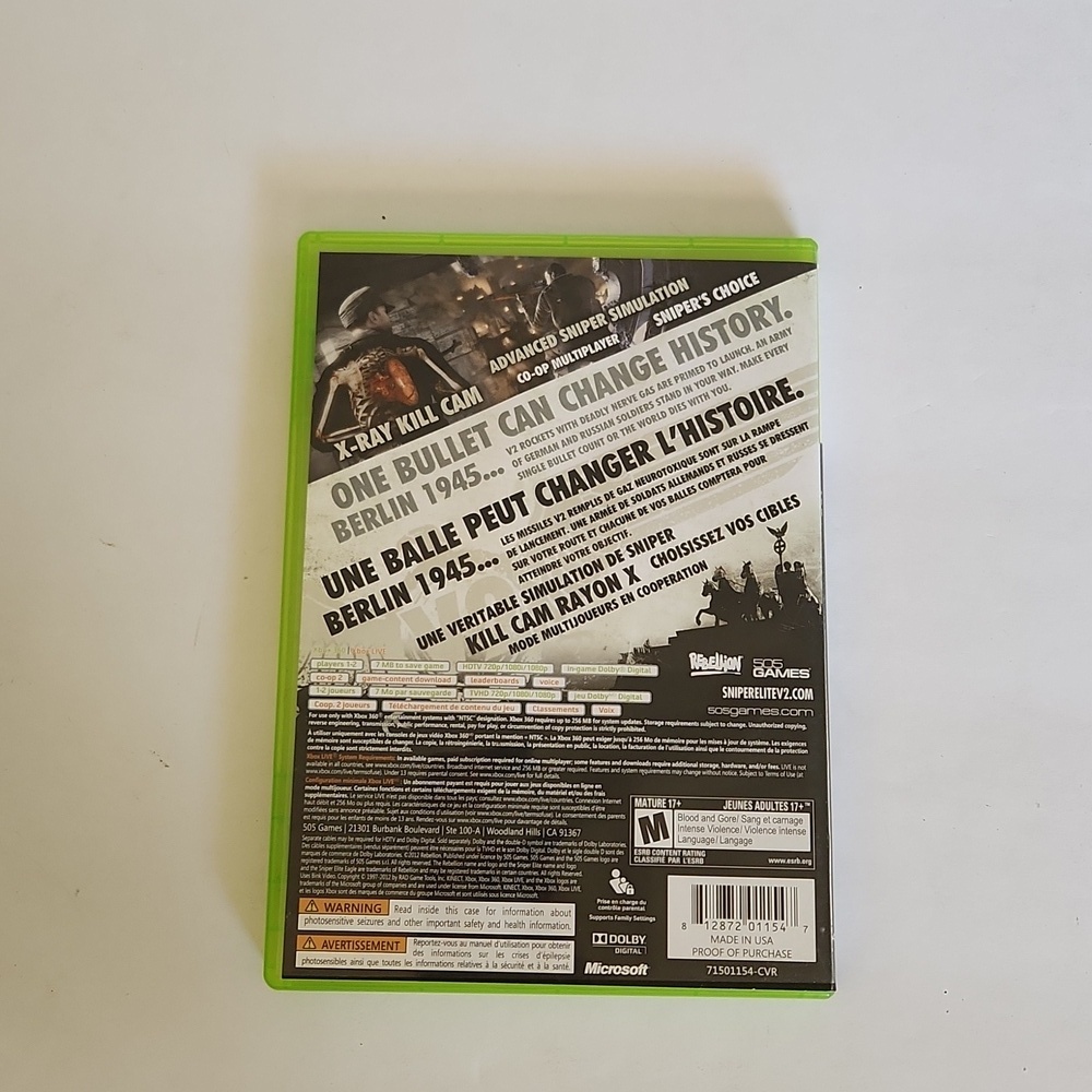 Sniper Elite V2 (Microsoft Xbox 360, 2013) Tested Complete Preowned - Picture 2 of 3